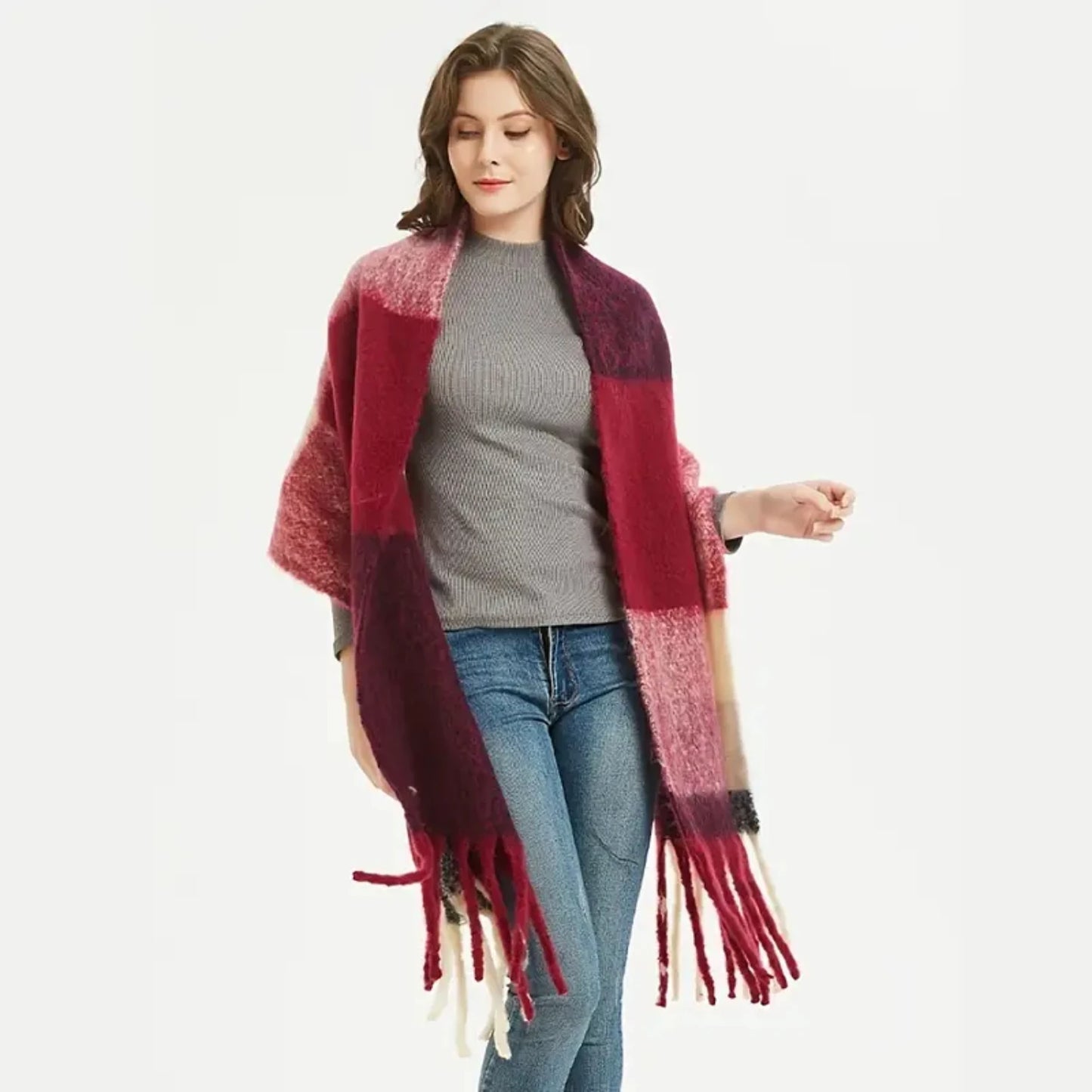 Classic Tassel Plaid Scarf | Warm Soft Blanket Shawl Scarf