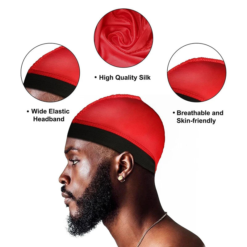 Thick Silky Breathable Dome Elastic Mesh Wig Cap For Men Women Breathable Knit Street Style Cap Silky Wave Cap