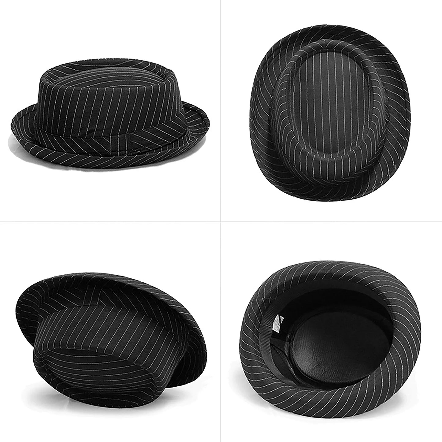 Casual Fashion Men Striped Short Hat Brim Fedoras Classic Neutral Soft Tweed Dress Hat Suitable for Camping and Hiking and fun