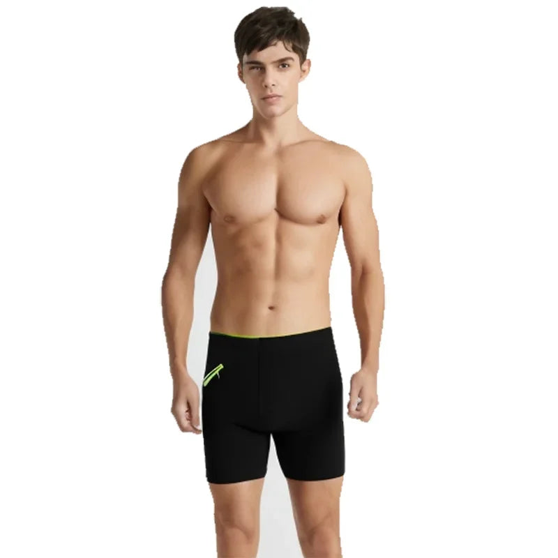 Stylish Men's Swimming Trunks with Zipper Pocket for Surfing and Swimming