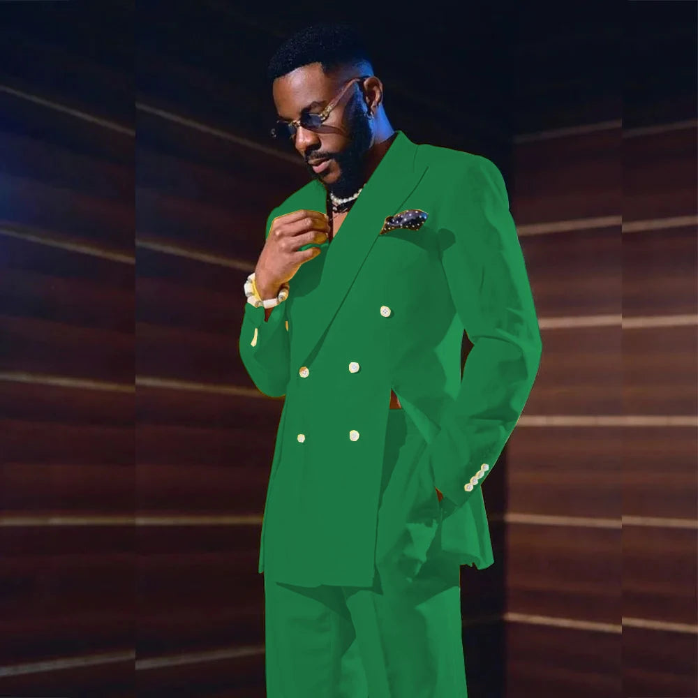 Fashion Men's Suits Special Style Double Breasted Peaked Lapel Luxury Blazer 2 Piece Jacket Pants Chic Blazer Customized