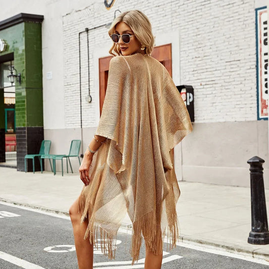 Tassel Gold Bikini Beach Cover Up  Dress