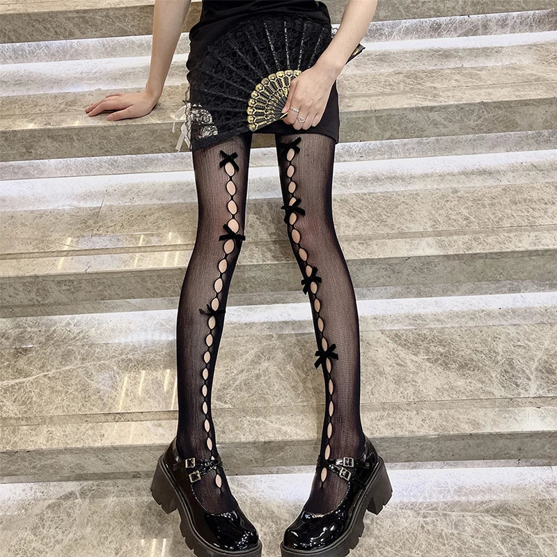 Elegant Lace Thigh High Stockings with Floral Embroidery Sexy Sheer Tights for Women Fashionable Hosiery for Ladies