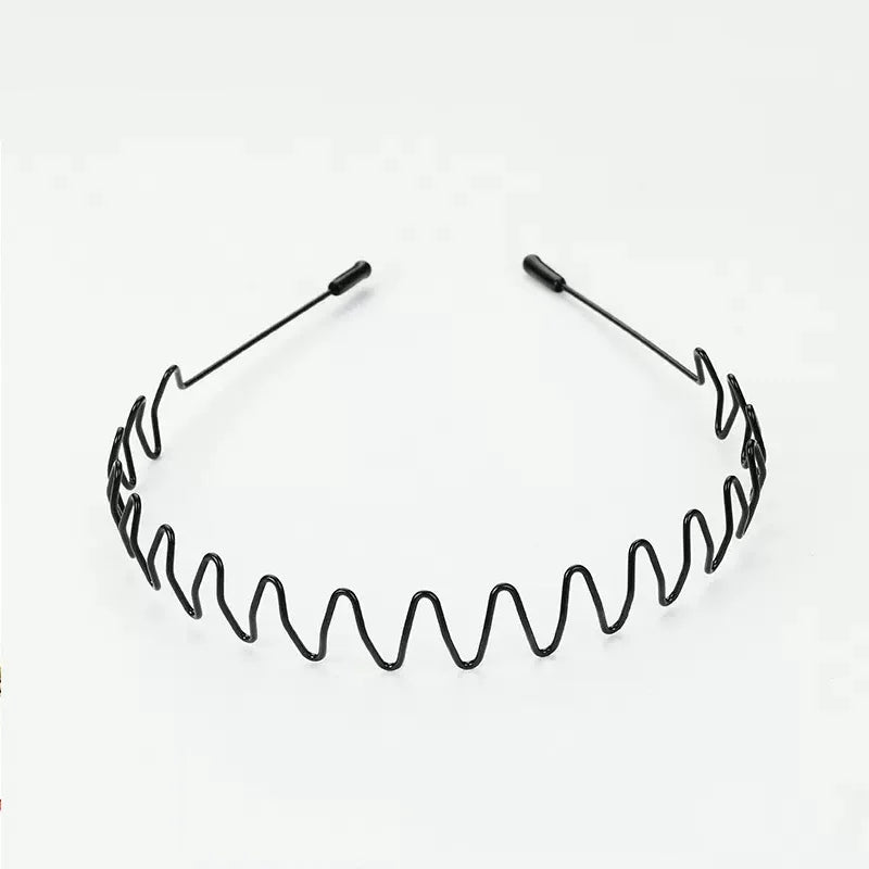 Unisex Black Elastic Non Slip Simple Metal Headbands For Women Wavy Hairband Spring Hair Hoop Fashion Hair Accessories