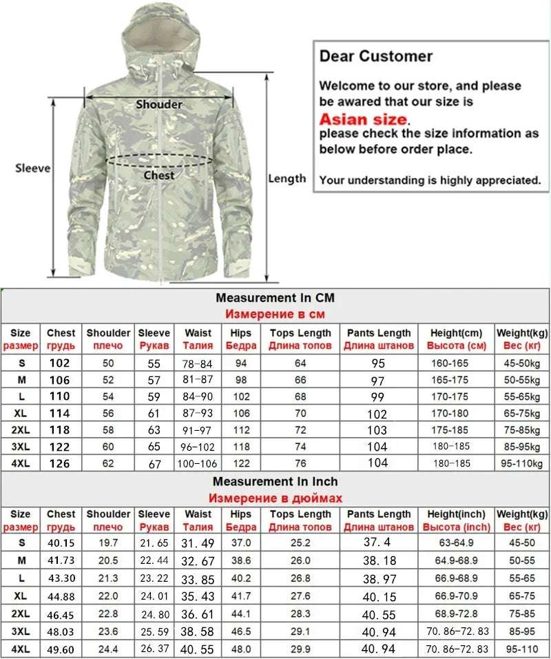 Shark Skin Soft Shell Autumn and Winter Plush Thickened Mountaineering Tactics Training Breathable Windproof Charge Suit