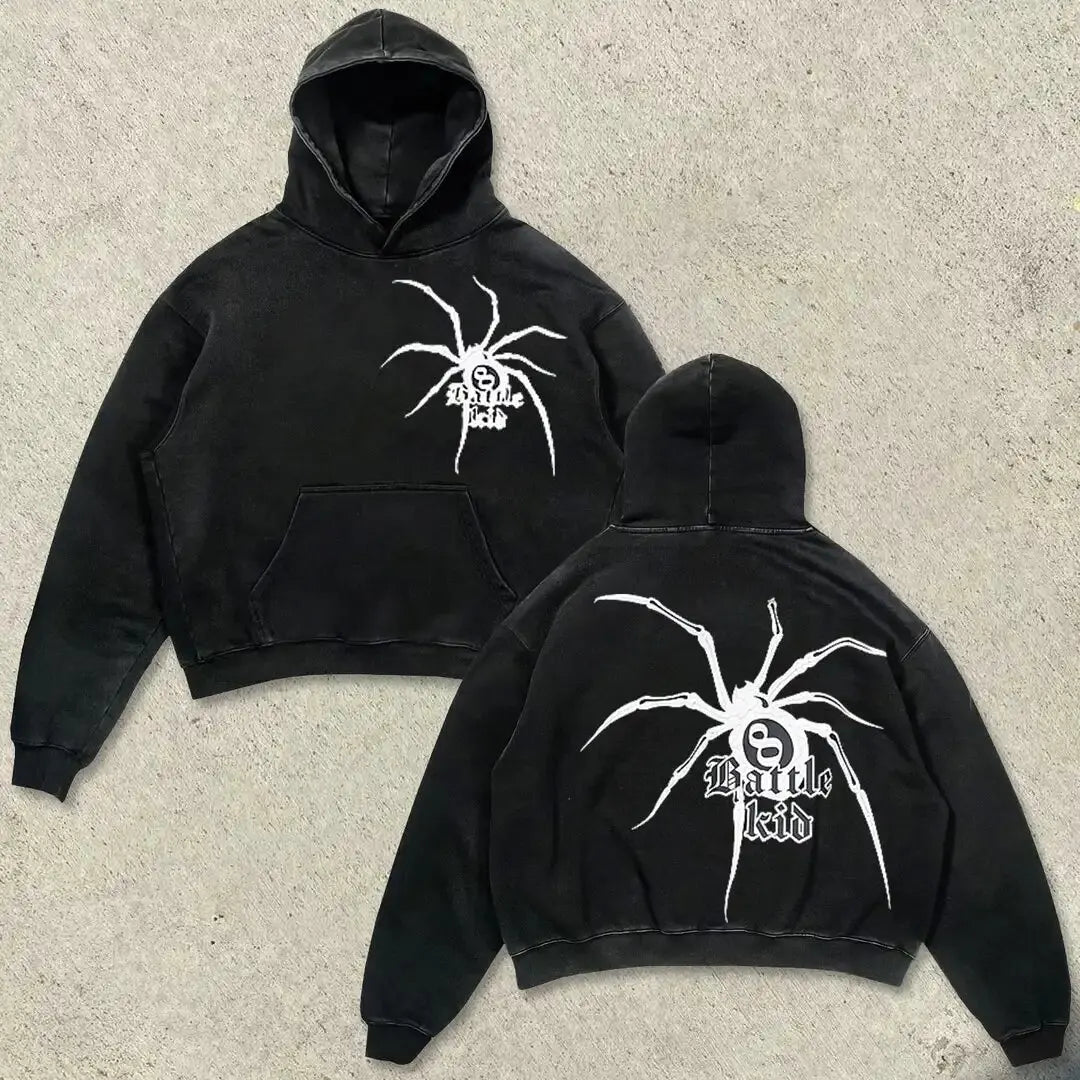 Skull Hoodies Fashion Print Top Oversized Pull-over Hoodie  American Streetwear Goth Women