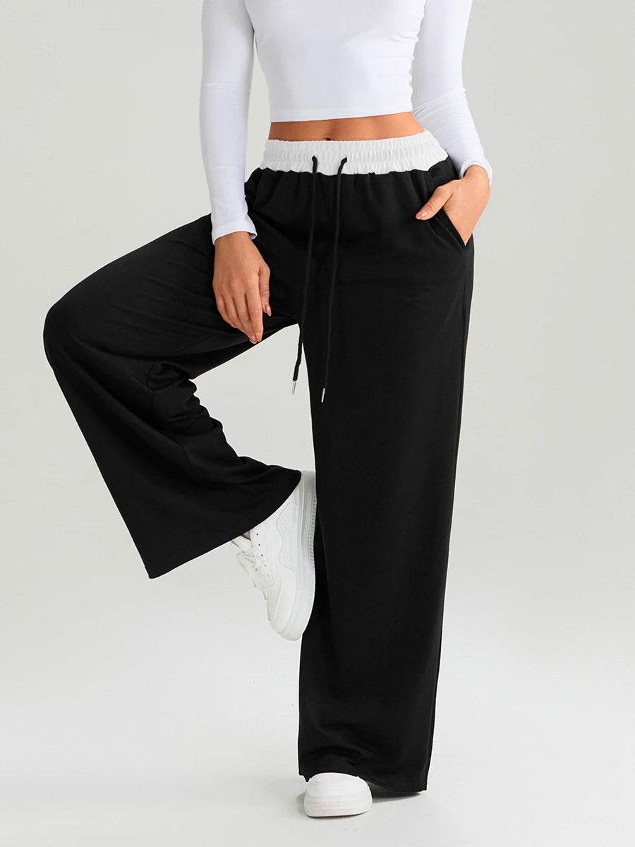 Women s Wide Leg Trousers High Waist Color Block Palazzo Pants with a Relaxed Fit for Stylish Everyday Wear