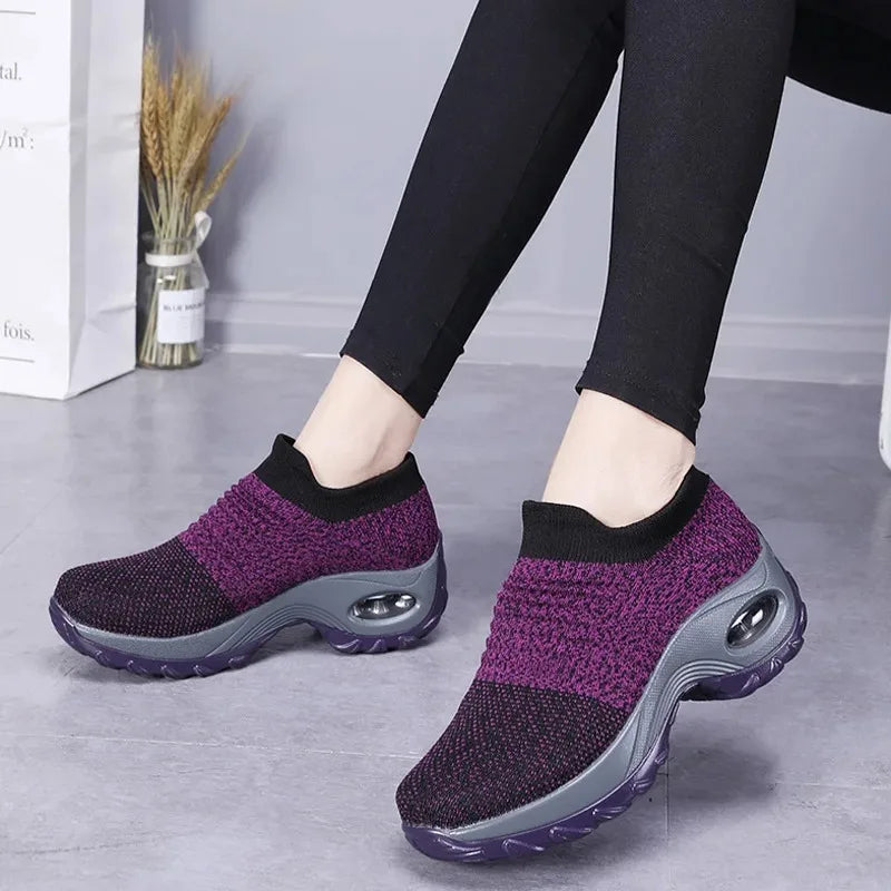 Running Training Sneakers Air Cushion Causal Sport Shoes Slip On Walking  Shoes