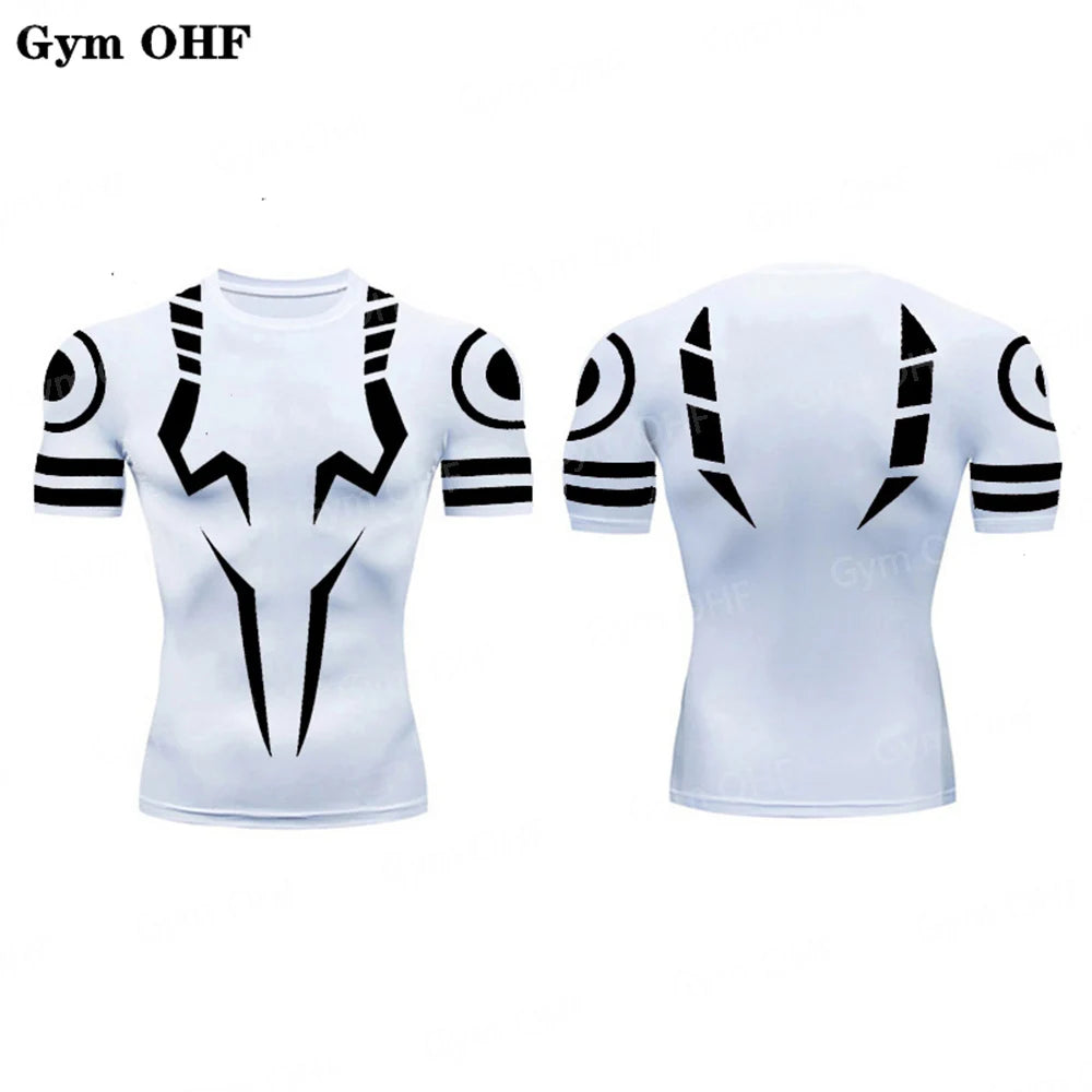 Jujutsu Kaisen Anime Compression T Shirt Suits Men's 2 In 1 Shorts Sport Running Jogging Gym Tracksuit Men Clothing Rashgard MMA
