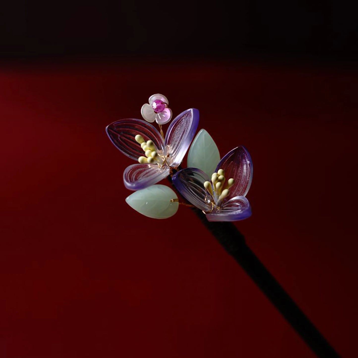 Floral Hair Pins Handmade Wooden Twist Bun Pin Chopsticks Flower Hair Clips Chinese-style Hair Stick