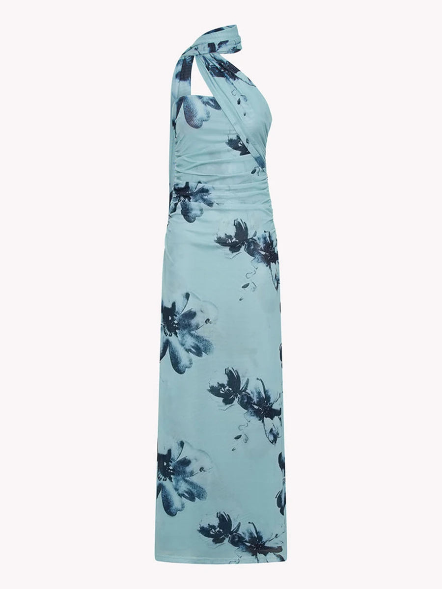 Elegant Maxi Dress with Boho Floral Print and Off-Shoulder Design Perfect for Summer Parties and Beach Vacations Includes