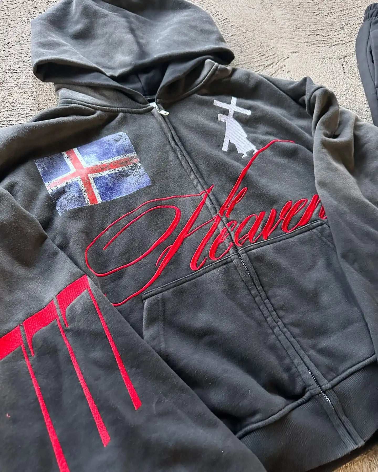 Streetwear Men's Clothing Letter Embroidered Hoodies Coat Straight Pockets Graphics Baggy Pants