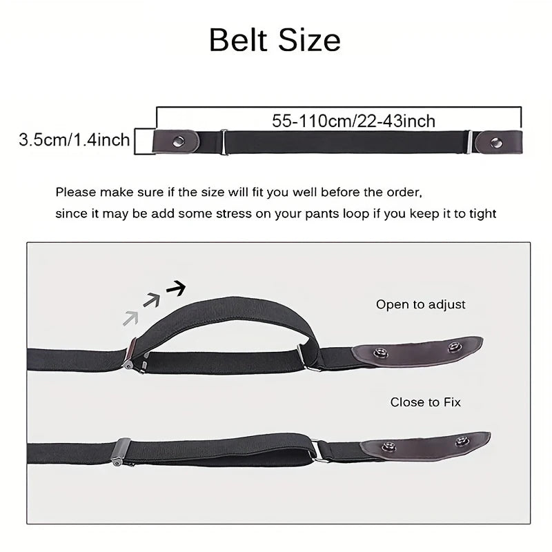 Simple And Fashionable Women's Belt Elastic Woven Invisible And Seamless Unisex Jeans Belt Length Adjustable