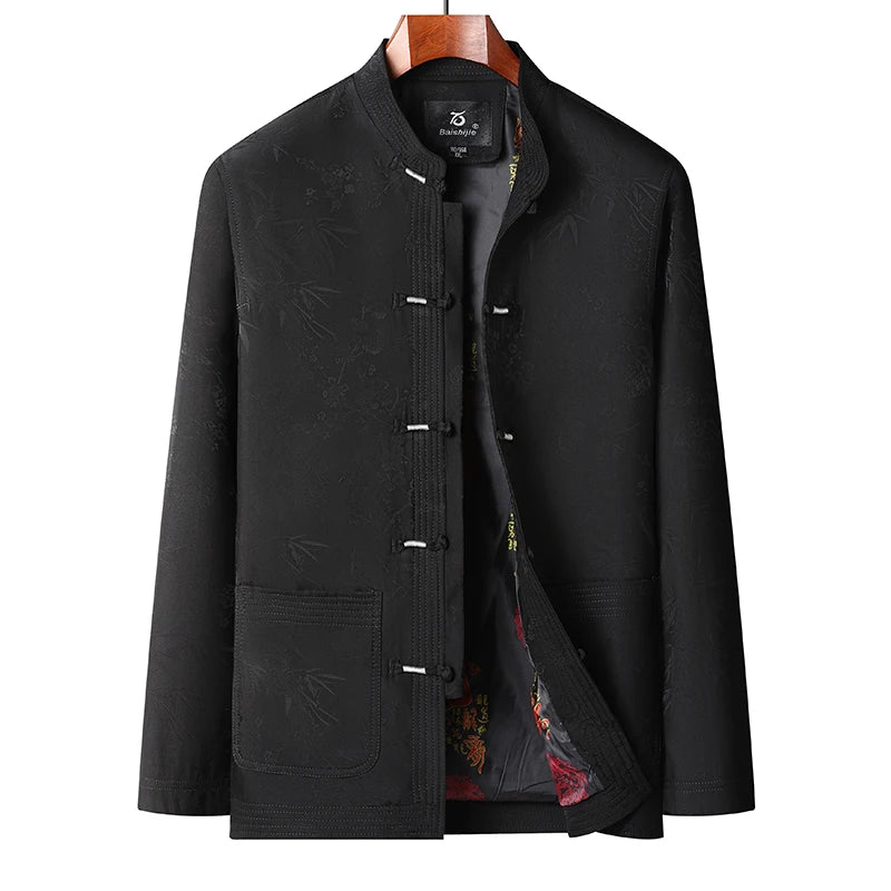 Tang Suit (top + Pants) Autumn New Middle-aged and Elderly Men Father Chinese Style Disc Buckle Spring and Autumn Grandpa Suit
