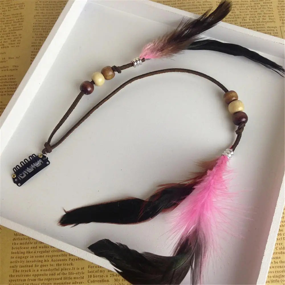Bohemian Feather Hairband Women's Festive Masquerade Carnival Hippies  Indian Prom Gypsy Long Tassel Hair Accessories