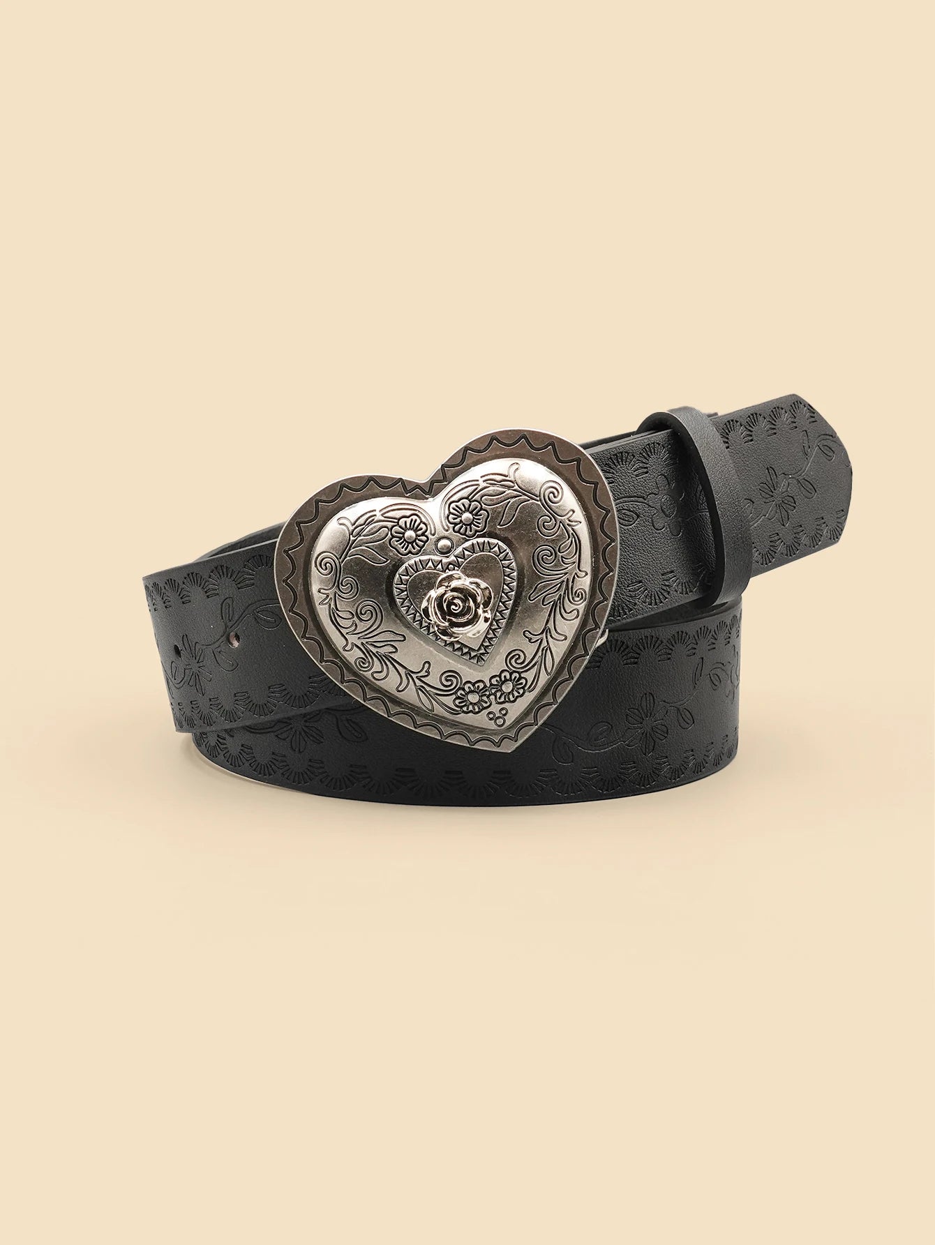 Heart Shaped Women's Casual Belt, Retro Embossed Carved Women's Belt, Dress, Jeans, Suit, Shirt Decoration