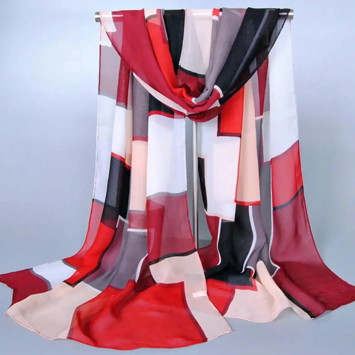 Elegant Geometric Square Thin Chiffon Scarf Fashion Shawl - Versatile and Stylish Accessory