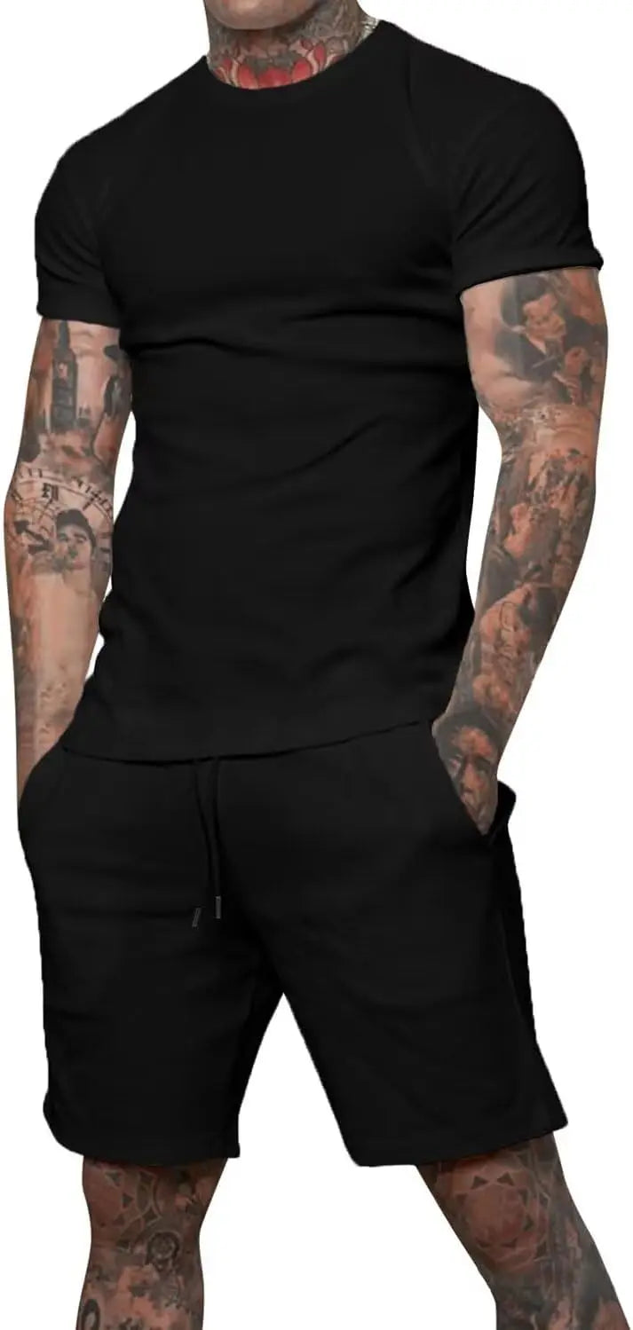 Boutique men's shorts suit 2 piece clothing fashion summer casual sportswear and shorts suit