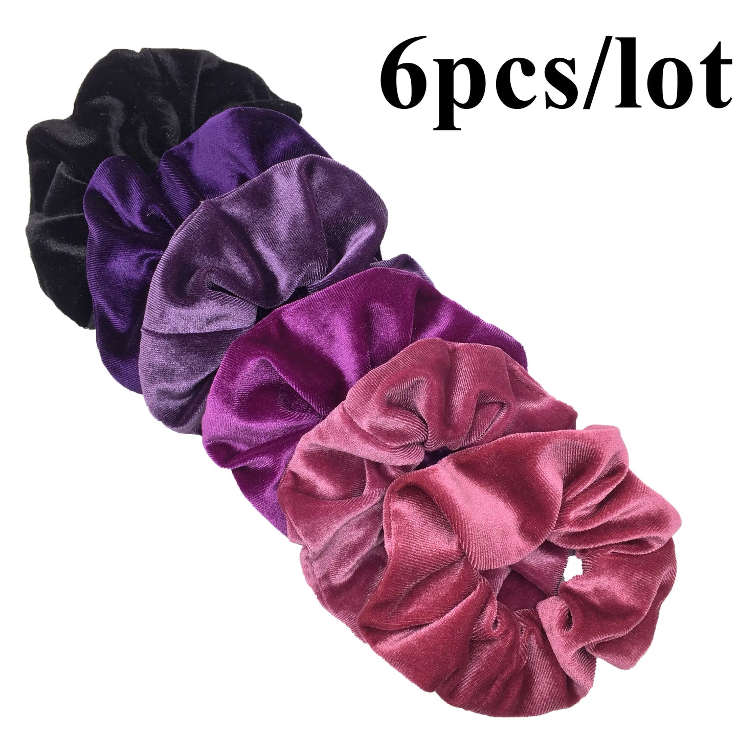 10/6/1pc hair scrunchies headband women ties velvet solid color Black set pack