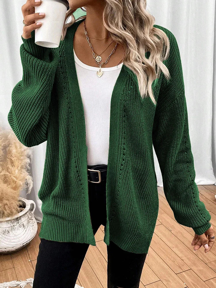 Medium to long cardigan sweaters women's outerwear tops fashionable and elegant holiday wear solid color knitwear