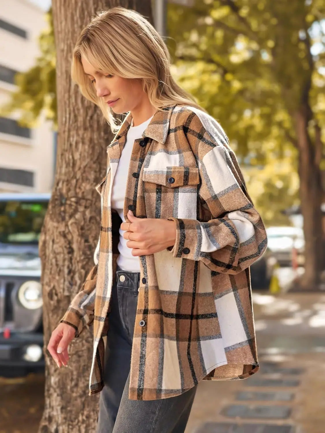Flannel Plaid Button Down Long Sleeve Shirts Jackets