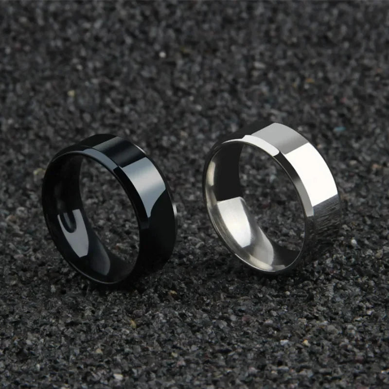 Charm Jewelry Ring for Men Women Stainless Steel Black Rings Wedding Band Quality Matte Male Jewelry