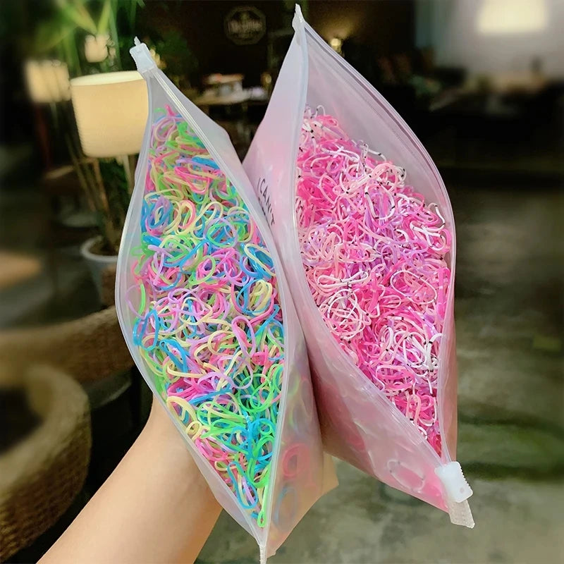 1000pcs/Pack Colorful Small Disposable Rubber Bands Gum For Ponytail Hold Scrunchie Hair Bands Fashion Hair Accessories
