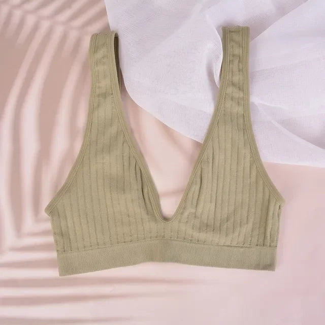 Deep V neck Bra Seamless Bras Wire Free Unlined Low Back