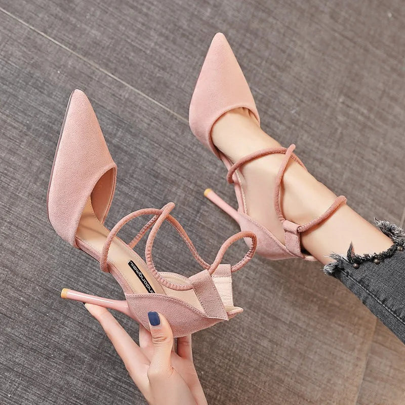 Four Seasons  Suede High Heels  Pointed Stiletto Fashion