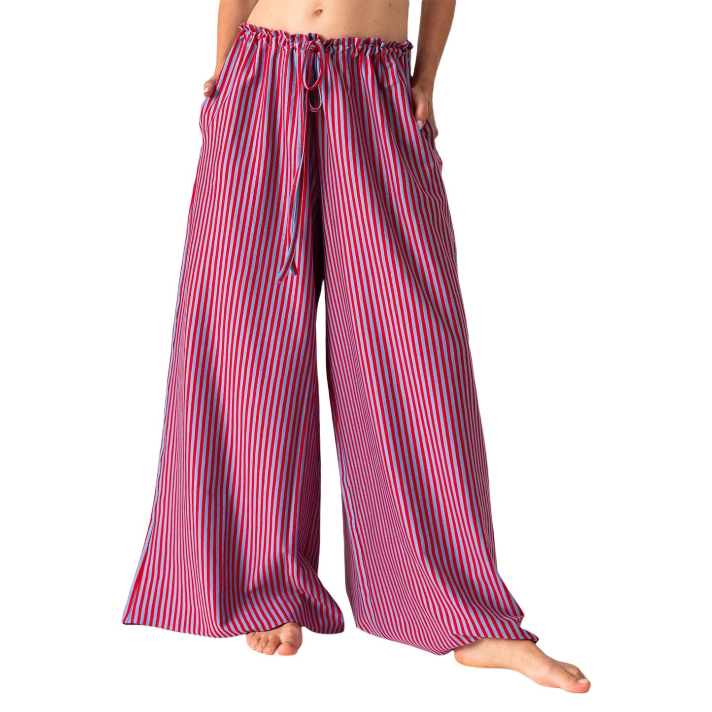 Women s Casual High Waist Wide Leg Palazzo Pants with Elastic Waistband and Pockets for Spring Summer Fashion