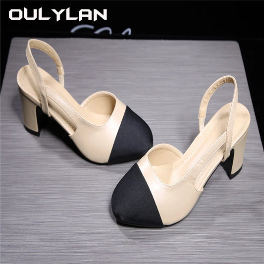 Fashion Sandals Sandals High Heels Shoes Two-tone Splicing Classic Work Sandals Shoe