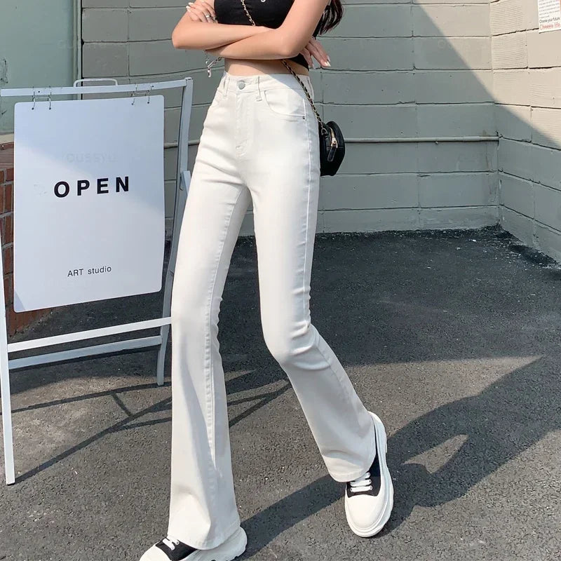 Flared  High Waist Denim Trousers