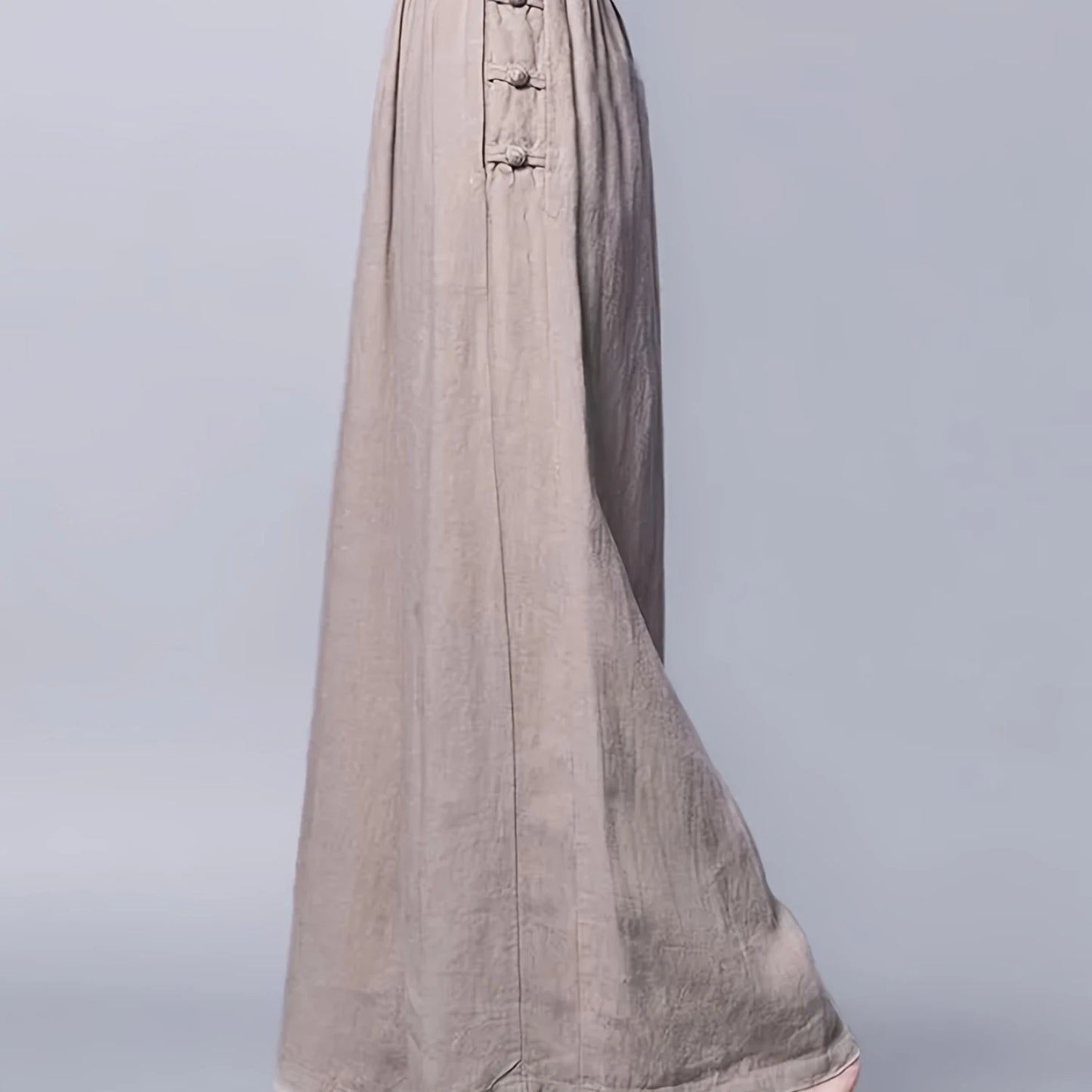 Chinese Retro Style High Waist Wide Leg Pants for Women, Spring & Summer Clothing
