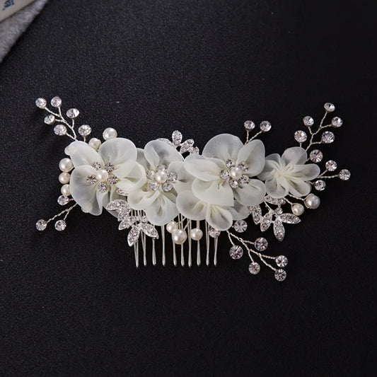 Flower Rhinestone Pearl Hair Clip Comb Headband Women Hair Jewelry Accessories For Women  Headband Clip Gift