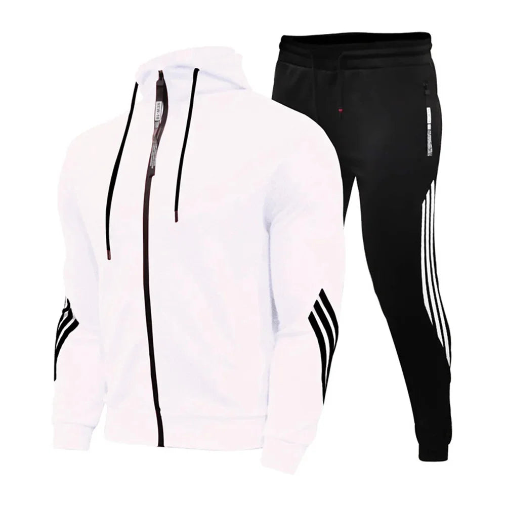 Men's jogging suit, sweater, hoodie, jacket, sweatpants, 2-piece suit, men's fashion casual autumn and winter jacket.