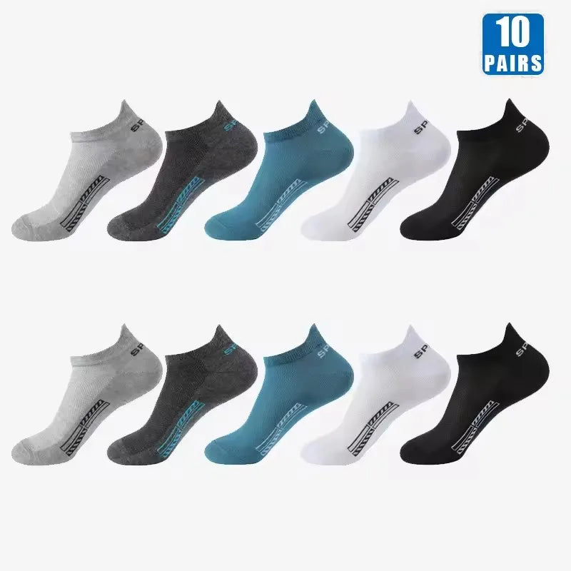 10/20 Pairs Men Short Socks Trendy High-Quality Low Cut Round Neck Ankle Socks Mesh Breathable Sports Casual Men Boat Socks