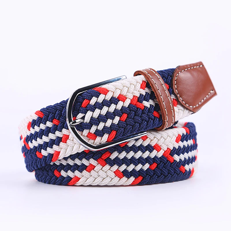 Casual Knitted Pin Buckle Belt Woven Canvas Elastic Expandable Braided Stretch Belts Women Jeans