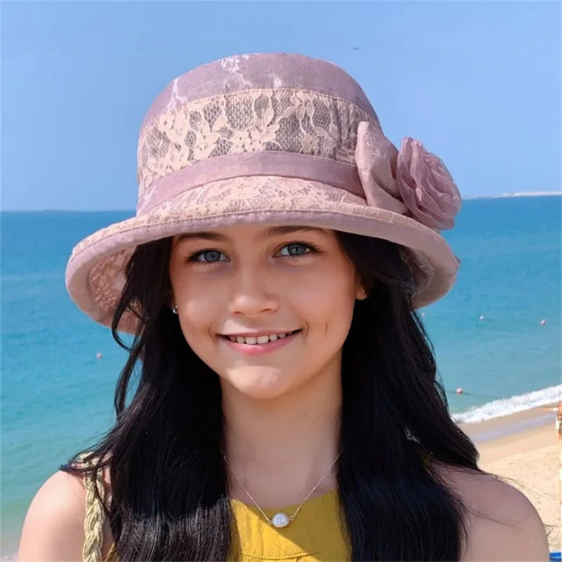 Stylish Women s Vintage Cloche Hat with Beautiful Floral Detail and Wide Brim for Summer Church Events and Outings