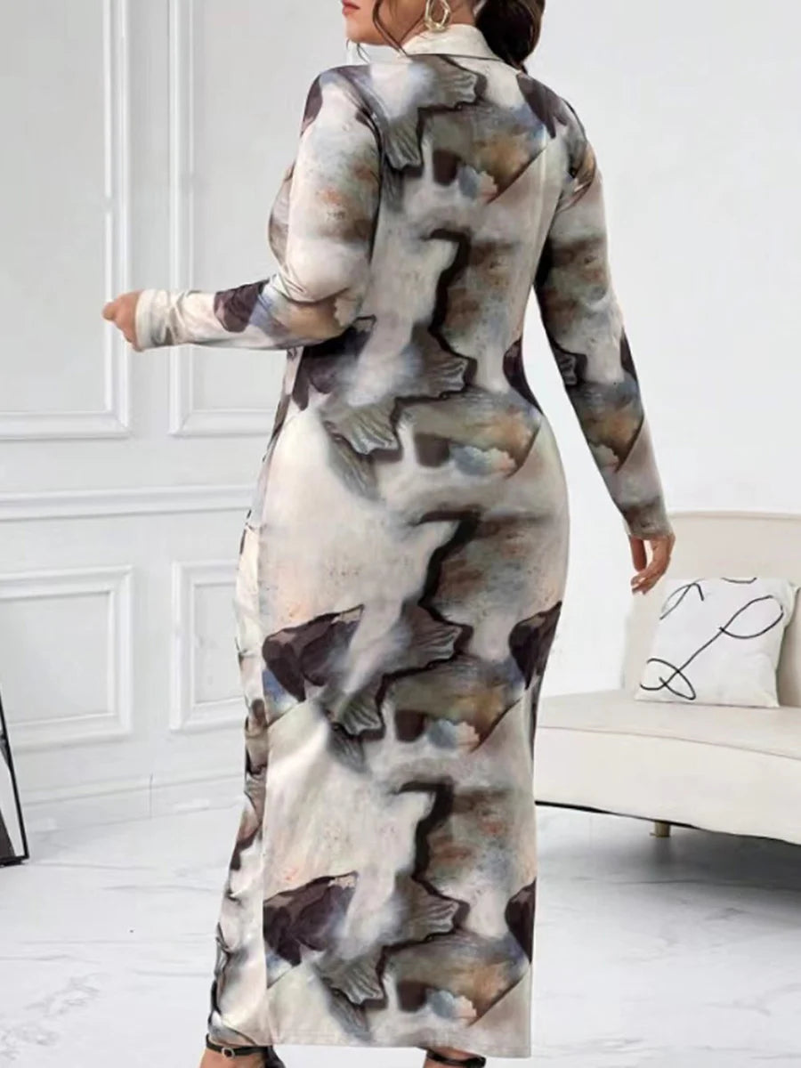 Floral Print V-Neck Midi Dress with Ruffle Hem