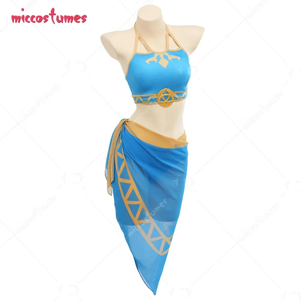 Halter Bikini Split Swimsuit Swimwear with Veil