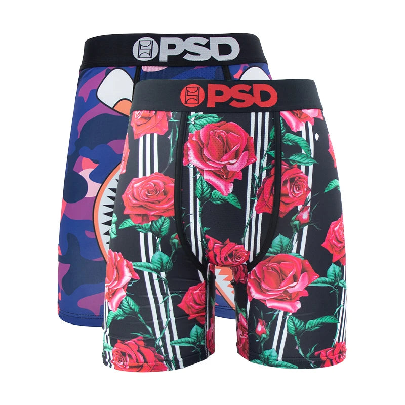 OZPSD 2Pcs Men Boxer Briefs Breathable Mens Underpants Men's Panties Plus Size L-2XL Print Mens Swimming Underwear Sexy Boxers