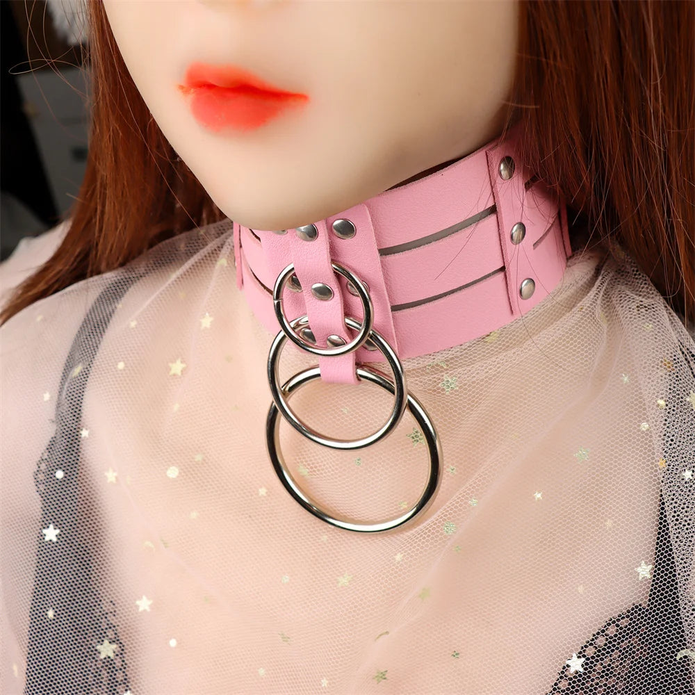 Punk Rock Gothic Collar Choker Sexy PU Leather O-Ring Women Collar Choker Necklace Body Accessories