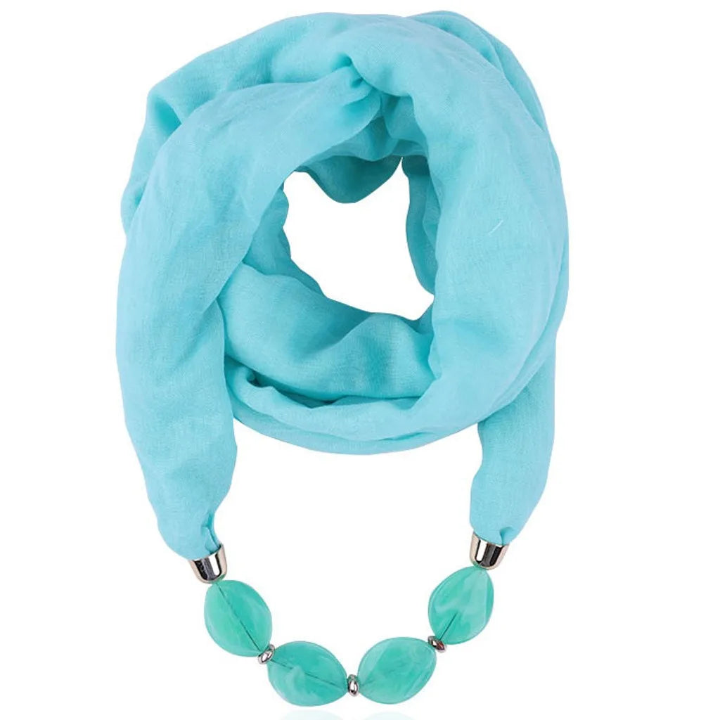 Elegant Women Necklace Scarf with Ethnic Style Pendant Soft Cotton Linen Design for Versatile Fashion Accessory