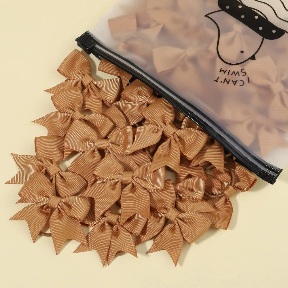 5/10/20Pcs Mini Solid Bows Elastic Hair Bands Small Rubber Band Hair Rope Ponytail Holder Headwear Hair Accessories