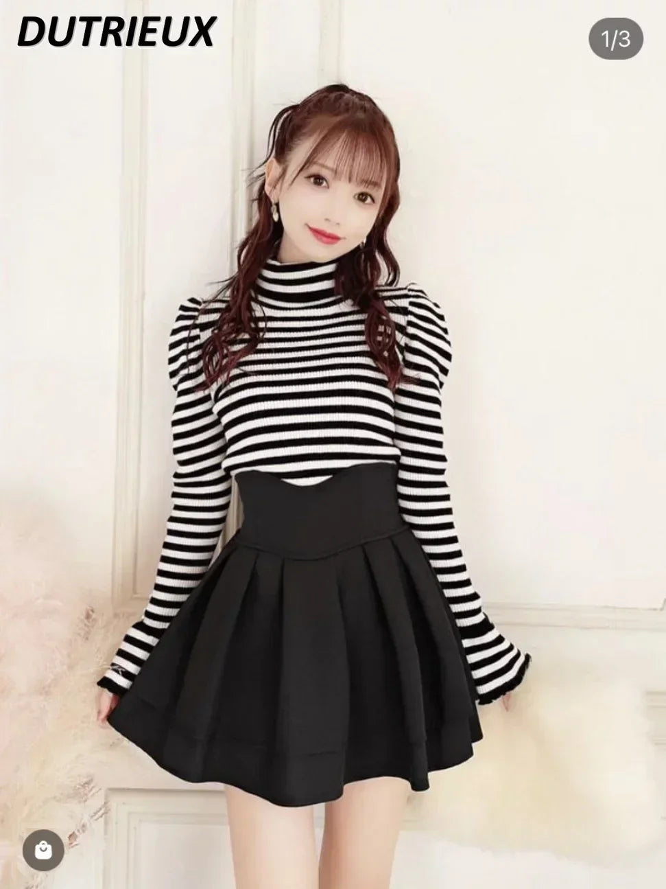 Ruffled Pleated   High Waist Slimming  Mini Skirt