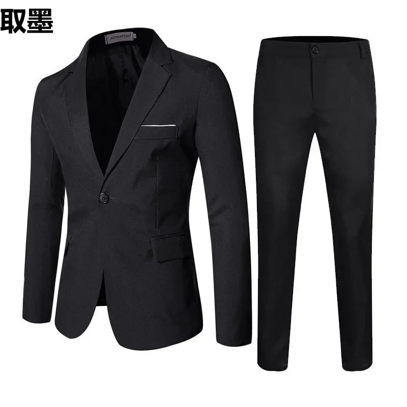 Fashionable Spring Autumn Western-style Suit For Men Casual  Popular Leisure  2-piece Set