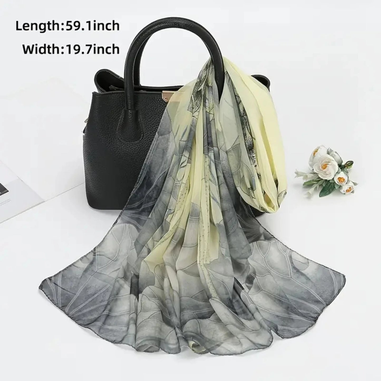 Elegant Floral Print Lightweight Scarf Shawl for Women - Stylish Fashion Scarves for Sun Protection & Trendy Look