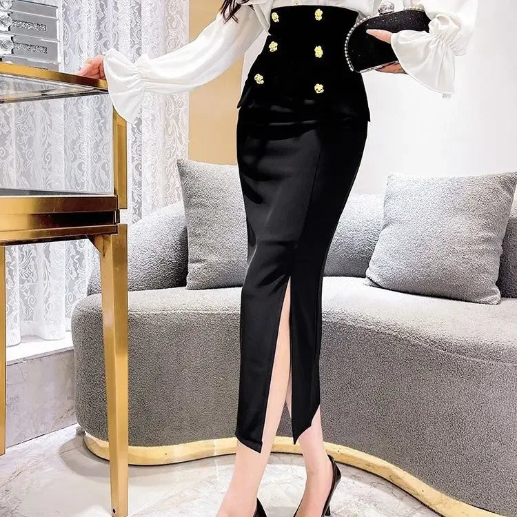 Satin  Trumpet  High Waist  Long Skirt