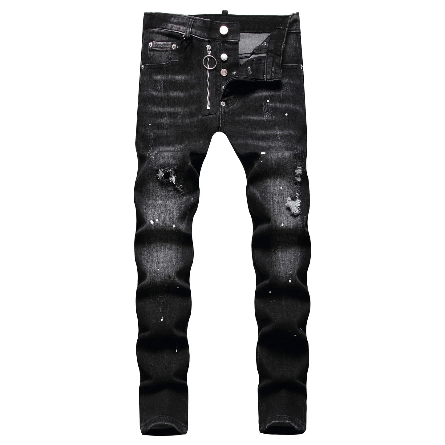 Skinny Jeans Luxury Brand Light Blue Holes Long Trousers Quality  Fashion Stretch Slim Pants Ripped Jeans