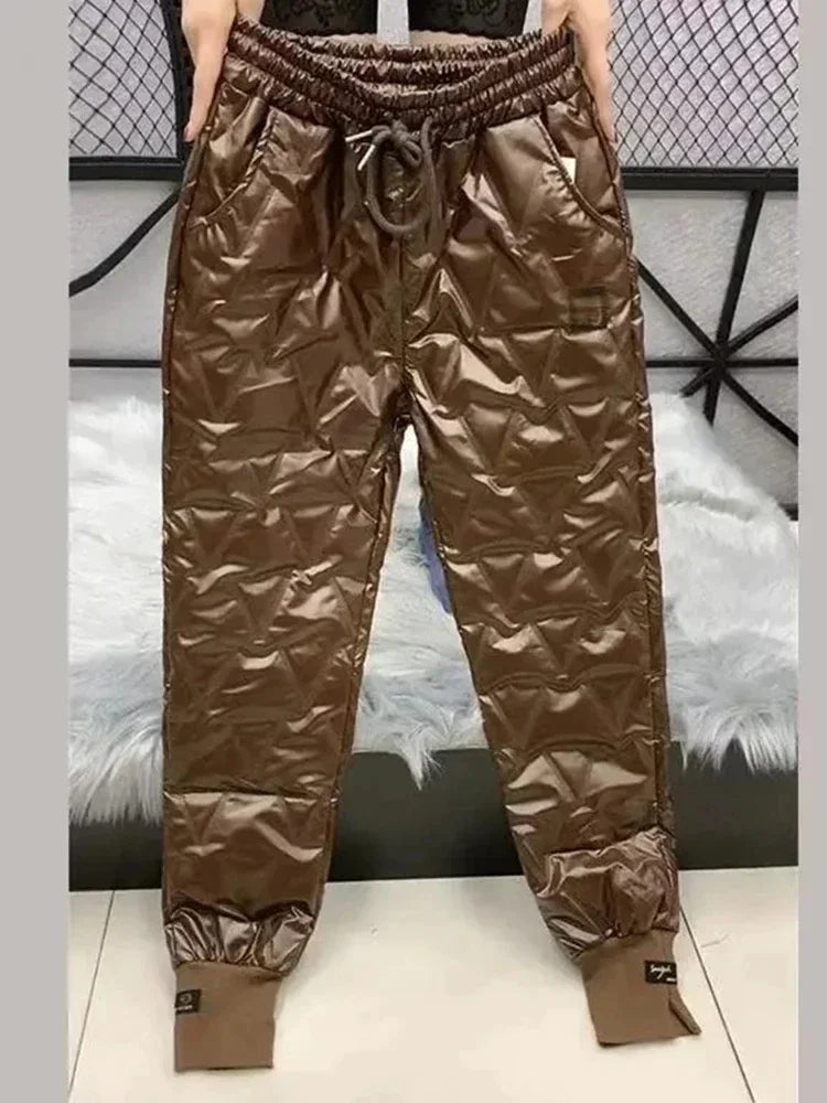 Oversized Down Cotton Pencil Pants  Casual High Waist